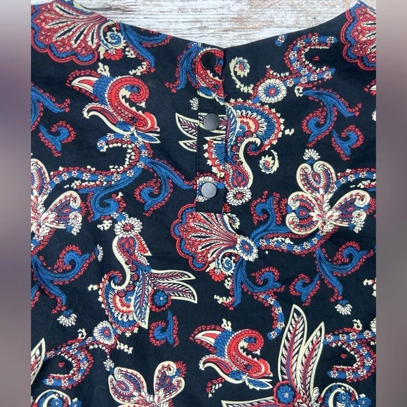 EUC Ba&sh Rym Top Black Ruffle Paisley Medium M 100% Cotton - Picture 10 of 10
